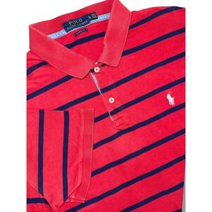Polo Ralph Lauren Mens XL Classic Fit Red Striped Short Sleeve Polo‎ Shirt